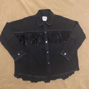 Zara Rhinestone Fringe Jacket
